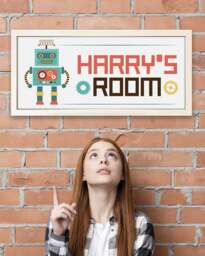 Rackhams Personalised Robot Wall Art for Kids – Framed Print with Retro Charm - thumbnail 4