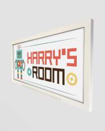 Rackhams Personalised Robot Wall Art for Kids – Framed Print with Retro Charm - thumbnail 3