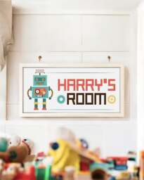 Rackhams Personalised Robot Wall Art for Kids – Framed Print with Retro Charm - thumbnail 5