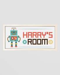 Rackhams Personalised Robot Wall Art for Kids – Framed Print with Retro Charm - thumbnail 2