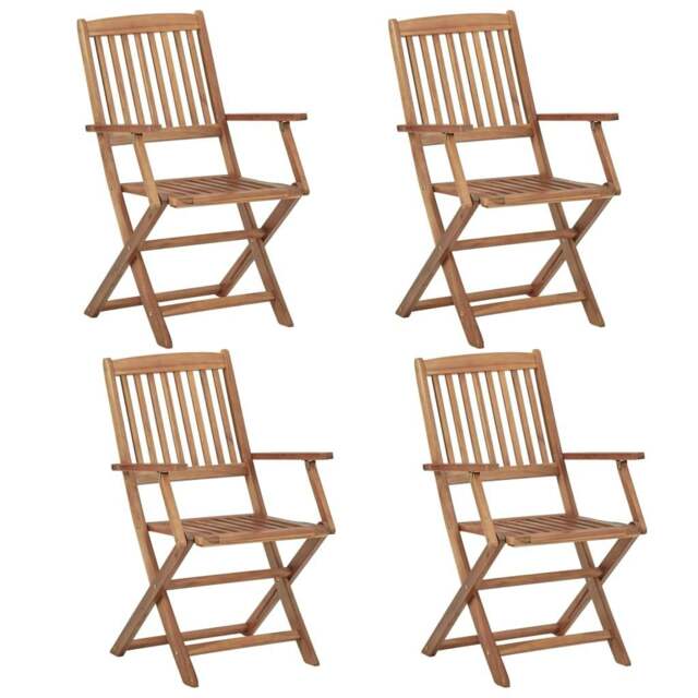 Rackhams Folding Outdoor Chairs 4 pcs Solid Acacia Wood - Brown - Solid acacia wood with oil finish