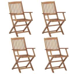 Rackhams Folding Outdoor Chairs 4 pcs Solid Acacia Wood - Brown - Solid acacia wood with oil finish