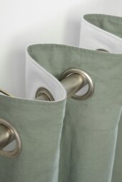 Rackhams Pure Washed Linen Lined Eyelet Curtains - Green - Width 167cm x Drop 182cm - Green - thumbnail 3