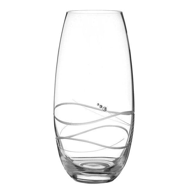 Rackhams Soho Barrel Vase Adorned with Swarovski Crystals - 25cm - Made From Premium Lead Free Crystal Glass