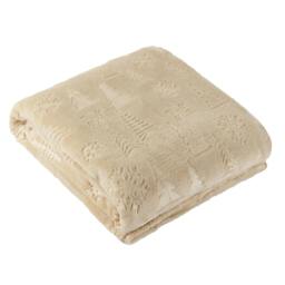 Rackhams Festive Time Fleece Embossed Throw - Natural - 140cm x 180cm - Natural - 100% Polyester
