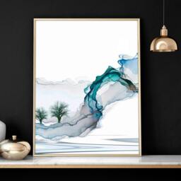 Rackhams Art print set of 3 - Teal Japanese wall art print for living room - A2 16.54 x 23.39 in / 42 x 59.4 cm - Matte Museum Quality Art Paper 290 gsm - Oak Frame - thumbnail 5