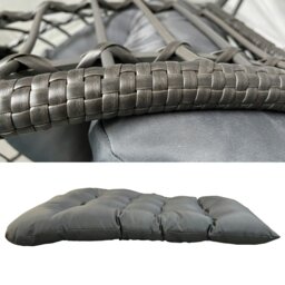 Rackhams Rattan Standing Egg Chair, Patio Weave Cocoon Seat with Removable Water-Resistant Cushions, Metal Waterproof Frame Stand - Gray - thumbnail 4