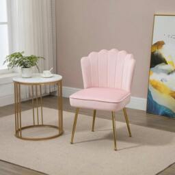 Rackhams Velvet-Feel Shell Accent Chair - Pink - thumbnail 2