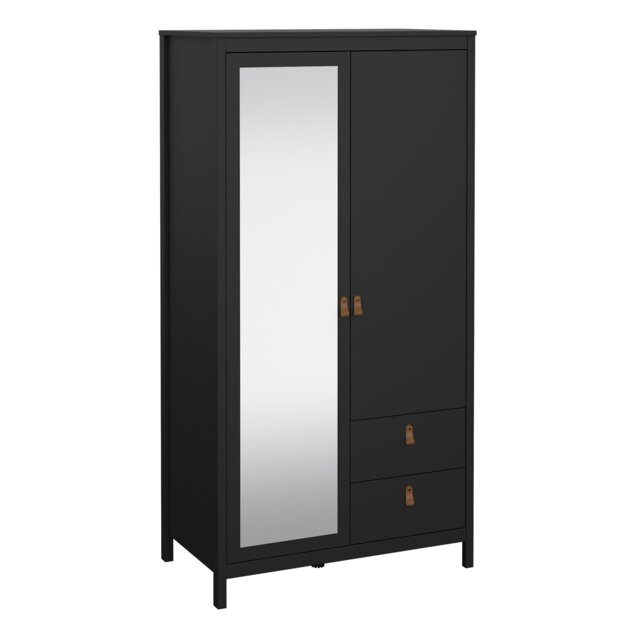 Rackhams Barcelona Wardrobe with 1 door + 1 mirror door + 2 drawers Matt Black - Black - Malemine - 1 - image 1