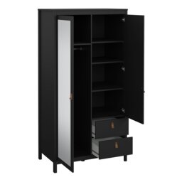 Rackhams Barcelona Wardrobe with 1 door + 1 mirror door + 2 drawers Matt Black - Black - Malemine - 1 - thumbnail 5
