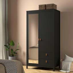 Rackhams Barcelona Wardrobe with 1 door + 1 mirror door + 2 drawers Matt Black - Black - Malemine - 1 - thumbnail 6