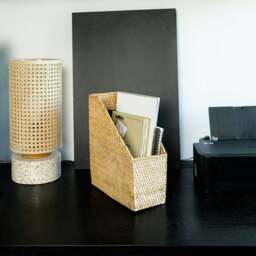 Rackhams Rattan File Holder - Magazine Holder and a4 document - Dark Brown - thumbnail 5