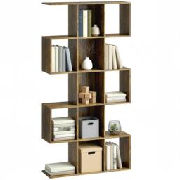 Rackhams Geometric Bookshelf, 5-Tier S Shaped Bookcase - 80W x 24D x 157.5H cm - White Wood Effect - Bookshelf - thumbnail 3