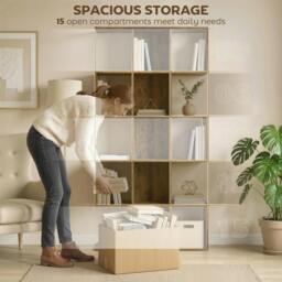 Rackhams Geometric Bookshelf, 5-Tier S Shaped Bookcase - 80W x 24D x 157.5H cm - White Wood Effect - Bookshelf - thumbnail 6