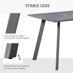 Rackhams Dining Table, Contemporary Rectangle Kitchen Table with Metal Legs and Spacious Tabletop for Dining Room, Living Room, Dark Grey - thumbnail 4