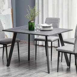 Rackhams Dining Table, Contemporary Rectangle Kitchen Table with Metal Legs and Spacious Tabletop for Dining Room, Living Room, Dark Grey - thumbnail 2