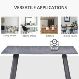 Rackhams Dining Table, Contemporary Rectangle Kitchen Table with Metal Legs and Spacious Tabletop for Dining Room, Living Room, Dark Grey - thumbnail 6