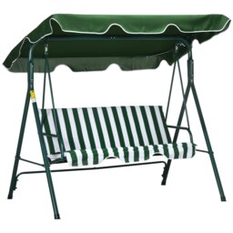 Rackhams Outdoor 3-person Porch Swing Chair with Adjustable Canopy Green - Black - thumbnail 2