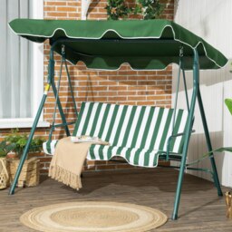 Rackhams Outdoor 3-person Porch Swing Chair with Adjustable Canopy Green - Black - thumbnail 3