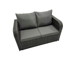 Rackhams Outdoor Love Sofa Reclining Chair Coffee Table Set Garden Rattan Furniture Set 8 Seater with 4 Stools Dark Grey - thumbnail 5