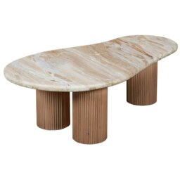 Rackhams Bundi Natural Marble & Wood Pedestal Coffee Table - thumbnail 4