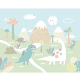 Rackhams Dinosaur Land Wall Mural - Pale Green - Large - W350cm x H280cm - thumbnail 2