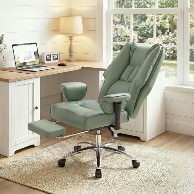 Rackhams Executive Office Chair, Reclining Desk Chair with Footrest - Green - image 1