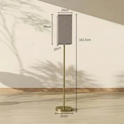 Rackhams Floor Lamp, Modern Standing Lamp with Linen Shade, Gold Tone - thumbnail 3