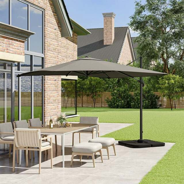 Rackhams 3×3M Garden Parasol Umbrella Cantilever Parasol with Petal Water Tank - Dark Grey - image 1