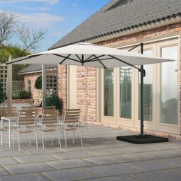 Rackhams 3×3M Garden Parasol Umbrella Cantilever Parasol with Petal Water Tank - Dark Grey - thumbnail 4