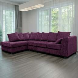 Rackhams Monaco Chenille Fabric 5 Seater L Shaped Corner Sofa - Purple - Left Hand Facing