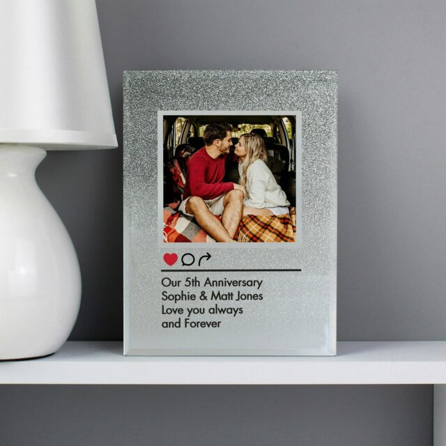 Rackhams Personalised Instagram Post 4x4 Glitter Glass Photo Frame - image 1