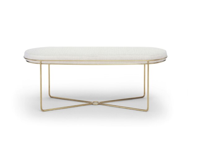 Rackhams Finn Ottoman Stools - Brushed Brass - Silver Seat Upholstery - image 1