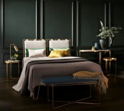 Rackhams Finn Ottoman Stools - Brushed Brass - Silver Seat Upholstery - thumbnail 5
