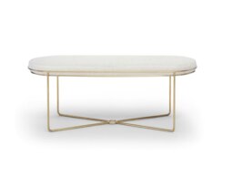 Rackhams Finn Ottoman Stools - Brushed Brass - Silver Seat Upholstery - thumbnail 1