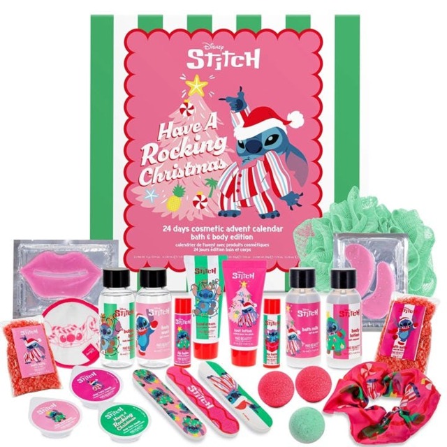 Rackhams Disney Stitch, Rocking Christmas Bath & Body Advent Calendar, Advent Calendars And Cards, Month To View, Entertainment, Gift - image 1