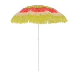 Rackhams 1.6m Garden Hawaii Parasol, Patio Beach Sun Umbrella Sunshade Hawaiian Folding Tilting Crank Parasol (Wheat) - thumbnail 6