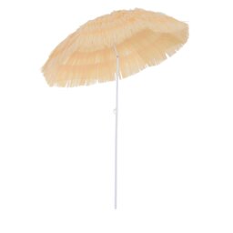 Rackhams 1.6m Garden Hawaii Parasol, Patio Beach Sun Umbrella Sunshade Hawaiian Folding Tilting Crank Parasol (Wheat) - thumbnail 2