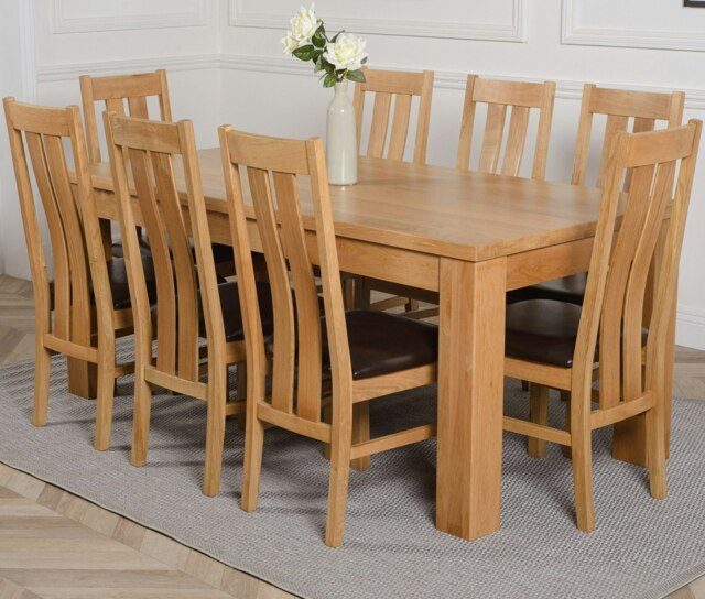 Rackhams Dakota Large Oak Dining Table with Princeton Oak Chairs - Natural Oak - 8 chairs - image 1