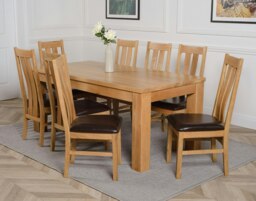 Rackhams Dakota Large Oak Dining Table with Princeton Oak Chairs - Natural Oak - 8 chairs - thumbnail 4