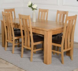 Rackhams Dakota Large Oak Dining Table with Princeton Oak Chairs - Natural Oak - 8 chairs - thumbnail 2