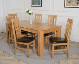 Rackhams Dakota Large Oak Dining Table with Princeton Oak Chairs - Natural Oak - 8 chairs - thumbnail 3