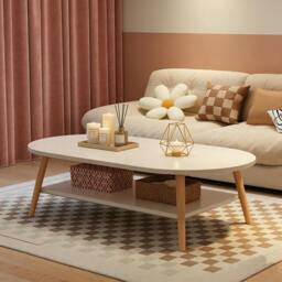 Rackhams White Modern Double-Layer Coffee Table Space-Saving Living Room Side Table - 1 - wood - white - thumbnail 4