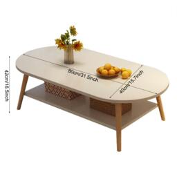 Rackhams White Modern Double-Layer Coffee Table Space-Saving Living Room Side Table - 1 - wood - white - thumbnail 3