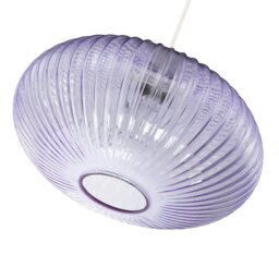 Rackhams Modern Designer Soft Lilac Line Ribbed Glass Oval Pendant Lamp Shade - thumbnail 3
