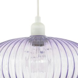 Rackhams Modern Designer Soft Lilac Line Ribbed Glass Oval Pendant Lamp Shade - thumbnail 5