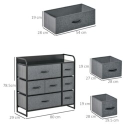 Rackhams 3-Tier Fabric Bedroom Dresser with 7 Foldable Drawers, Grey - Grey - thumbnail 5