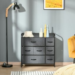 Rackhams 3-Tier Fabric Bedroom Dresser with 7 Foldable Drawers, Grey - Grey