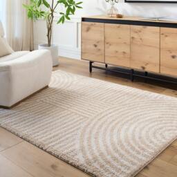 Rackhams Fossay Shag-Washable Beige Modern High Pile Rug - 160 x 213 cm - thumbnail 1