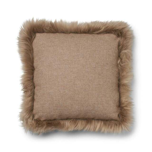 Rackhams Wool Cushion - Long Wool Trim - 52x52 cm - Beige/Taupe - 34x52 cm - image 1